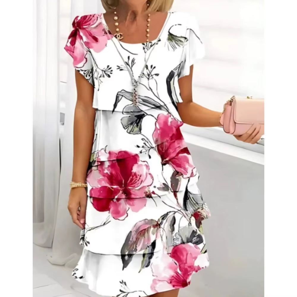 Geometric Floral Summer Midi Dress